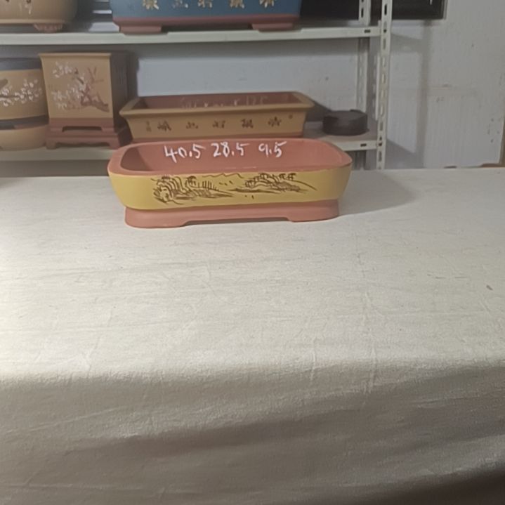 紫砂花盆长方浅盆景盆