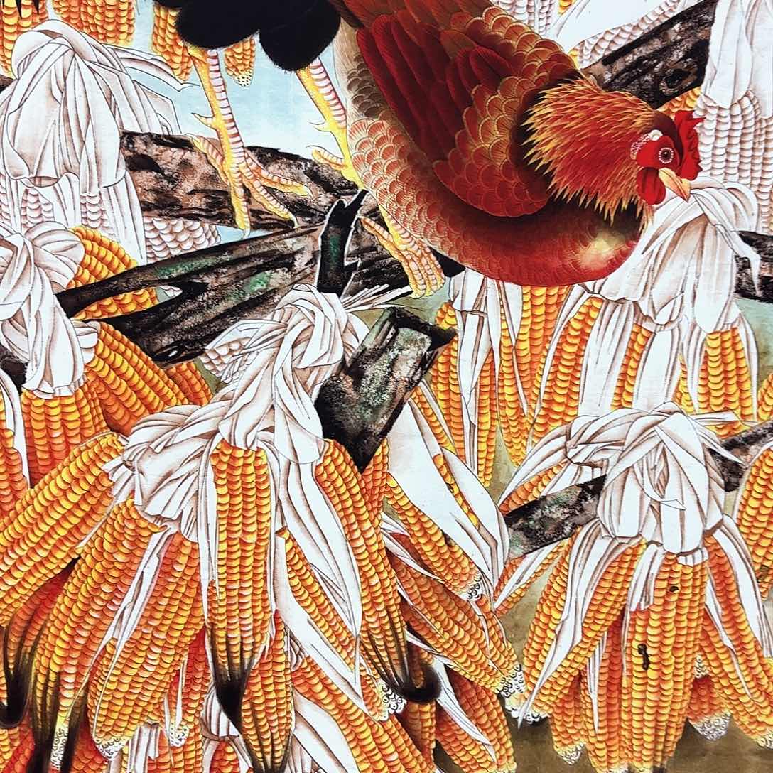 一个钢镚换字画年画