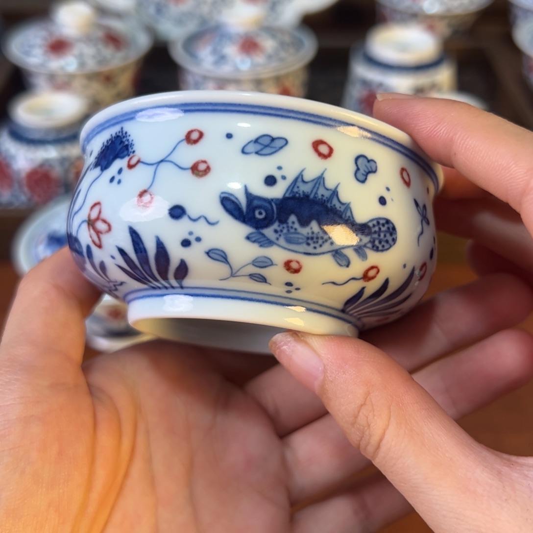 盖碗景德镇茶器百宝箱手绘陶瓷