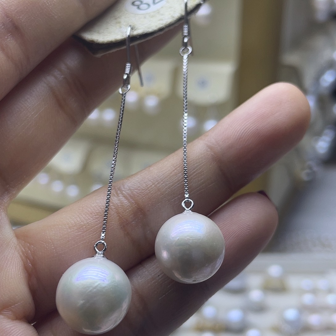 淡水珍珠耳饰银S925镶嵌