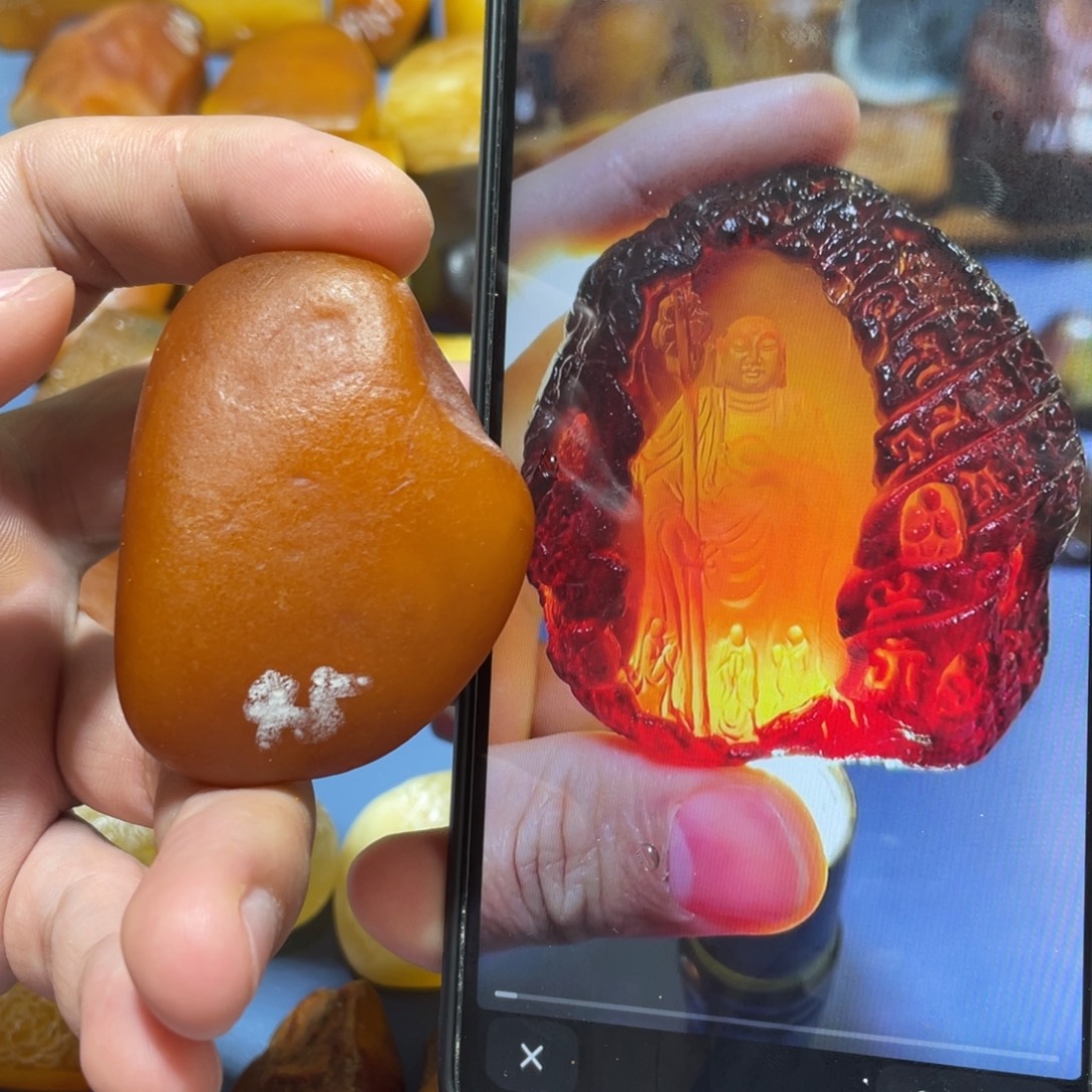 未镶嵌定制蜜蜡洞雕