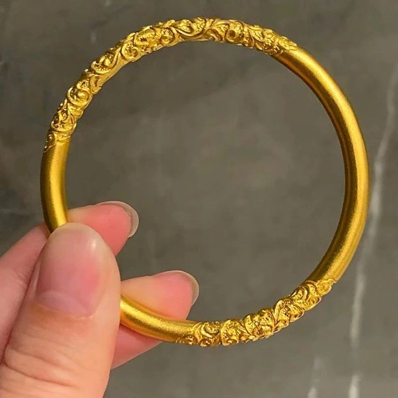 【粉丝专享】20g卷草纹手镯紫荆花时尚百搭素圈实心手镯