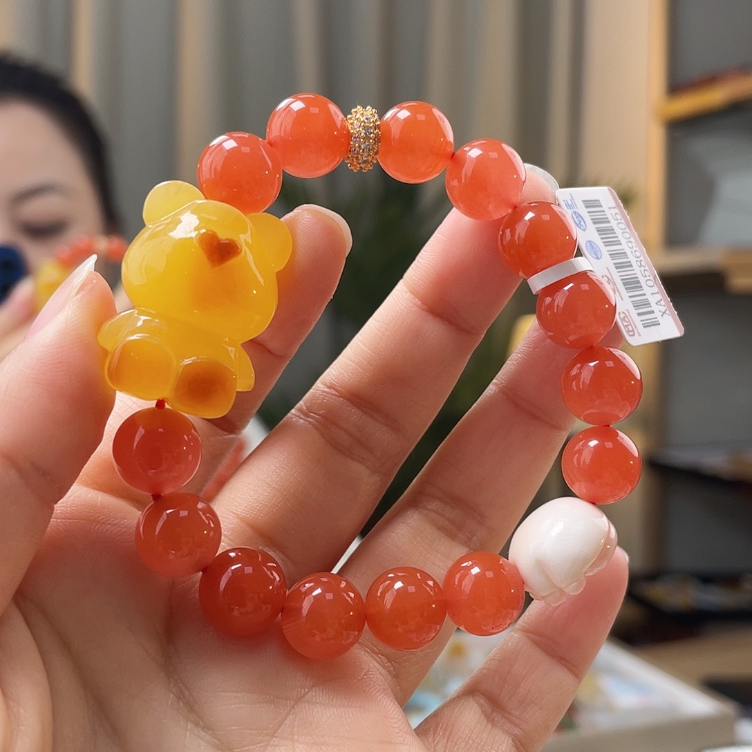 琥珀裸石未镶嵌蜜蜡手串