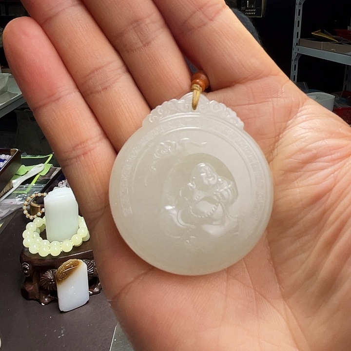 和田玉挂件定制发货18K金镶嵌