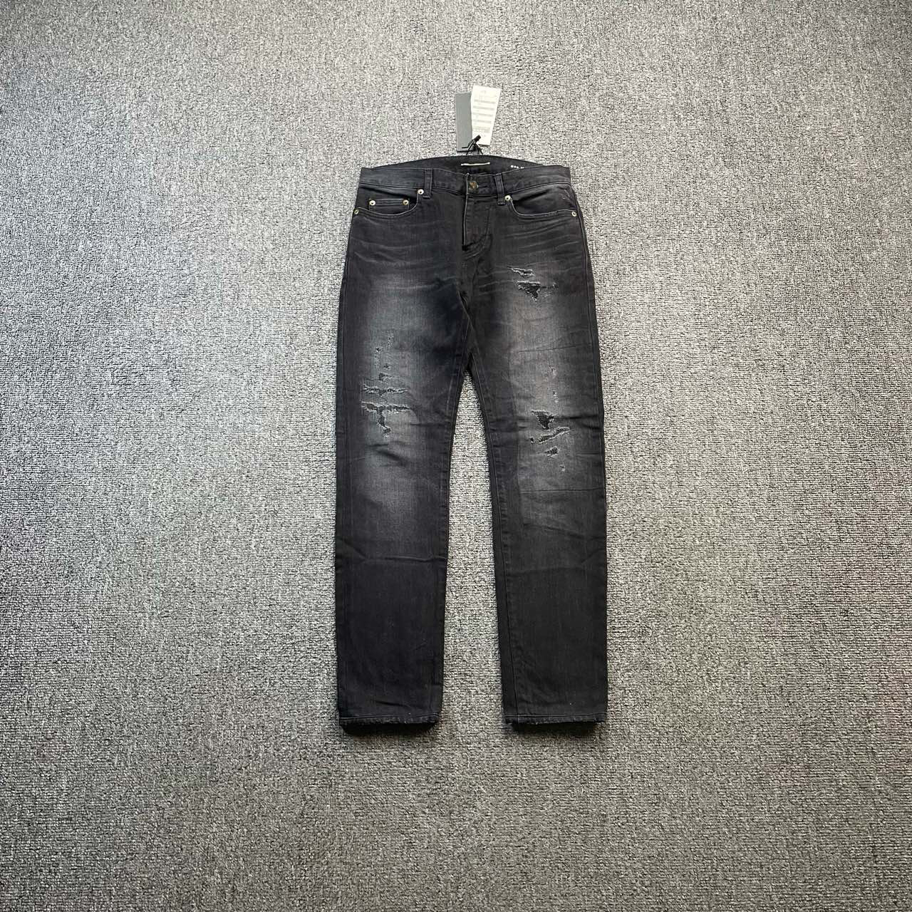 （bb）115 SAINT LAURENT slp D02 黑色补丁牛仔裤 28码98新/103112