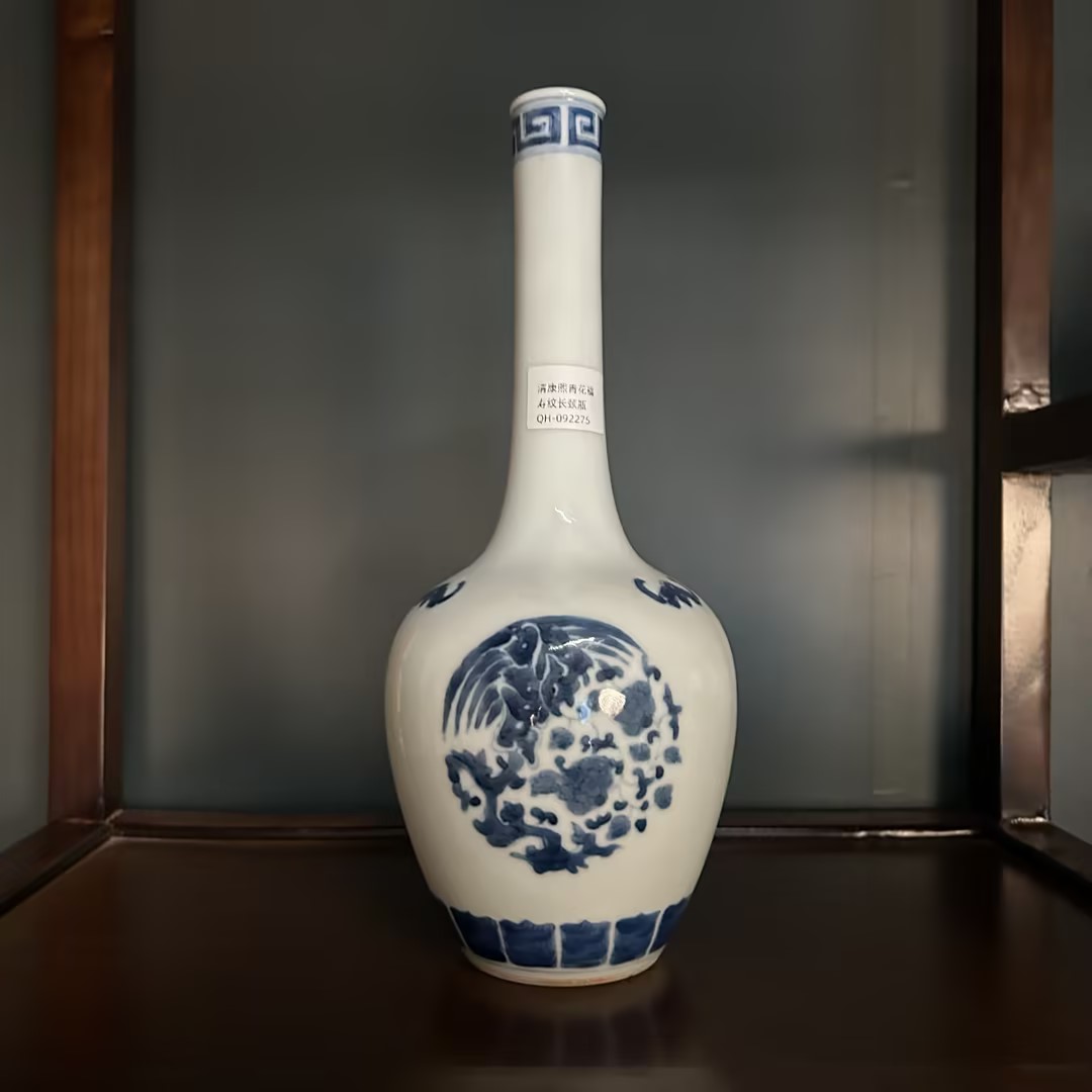 青花福寿纹长颈瓶QH-092275