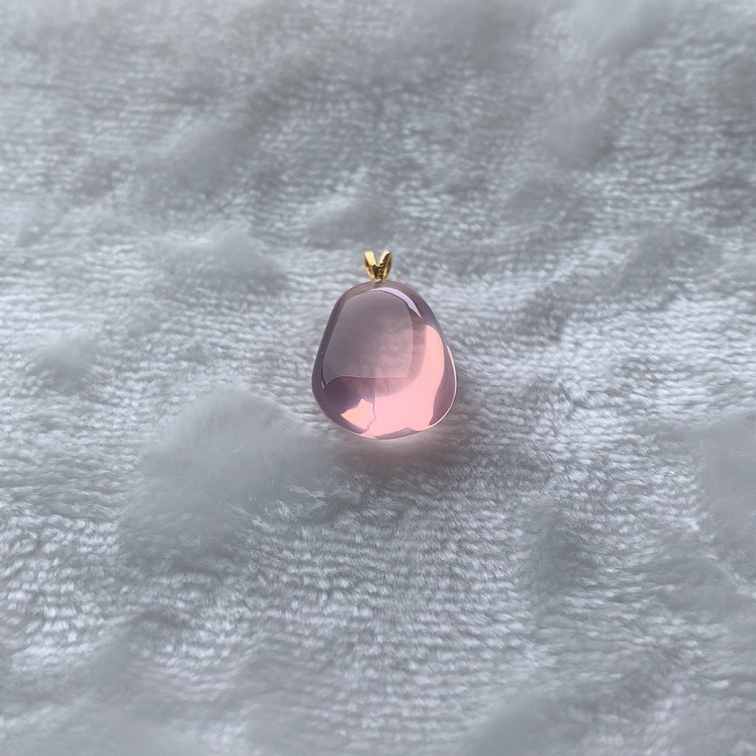 水晶银S925镶嵌吊坠(不含链)冰橘粉