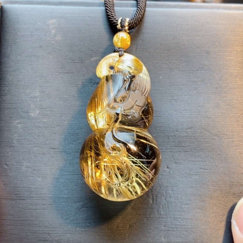 【闪购商品】未镶嵌颈饰水晶天然发晶龙头葫芦吊坠