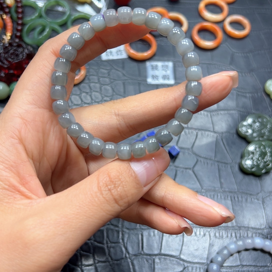 银S925镶嵌手链烟晶A699