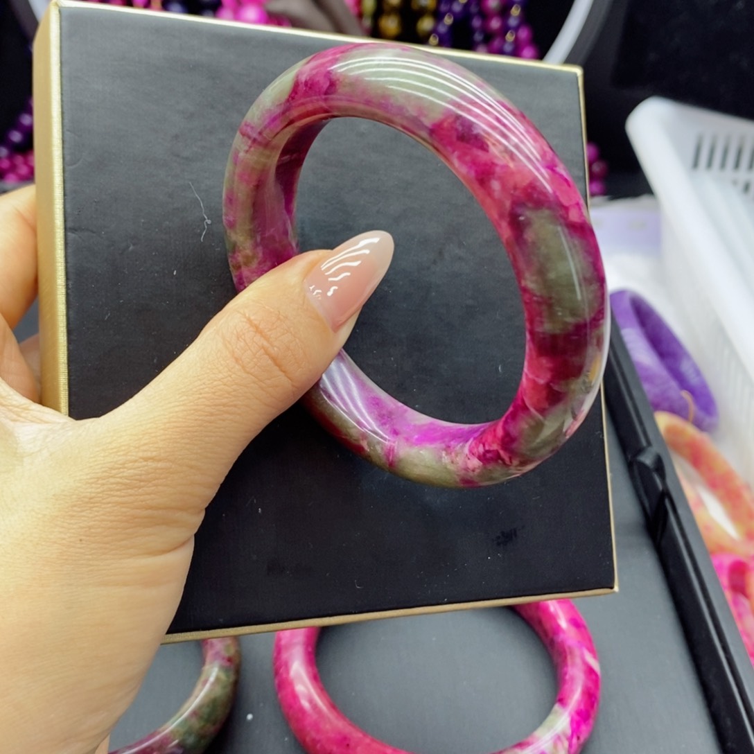 非金属珐琅19901主播推荐冰飘桃红手镯57圈口