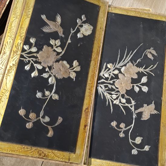 成***哥香榧木老木雕老花板一套七片