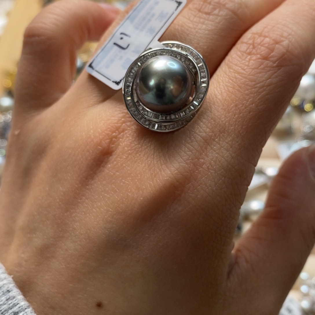 海水珍珠戒圈银S925镶嵌