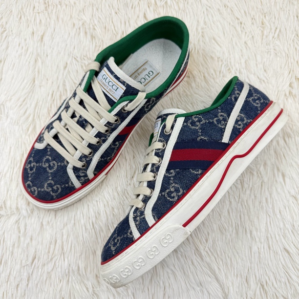 99新 GUCCI/古驰 1977 Denim 牛仔满印板鞋 39码 公价7.2K g054