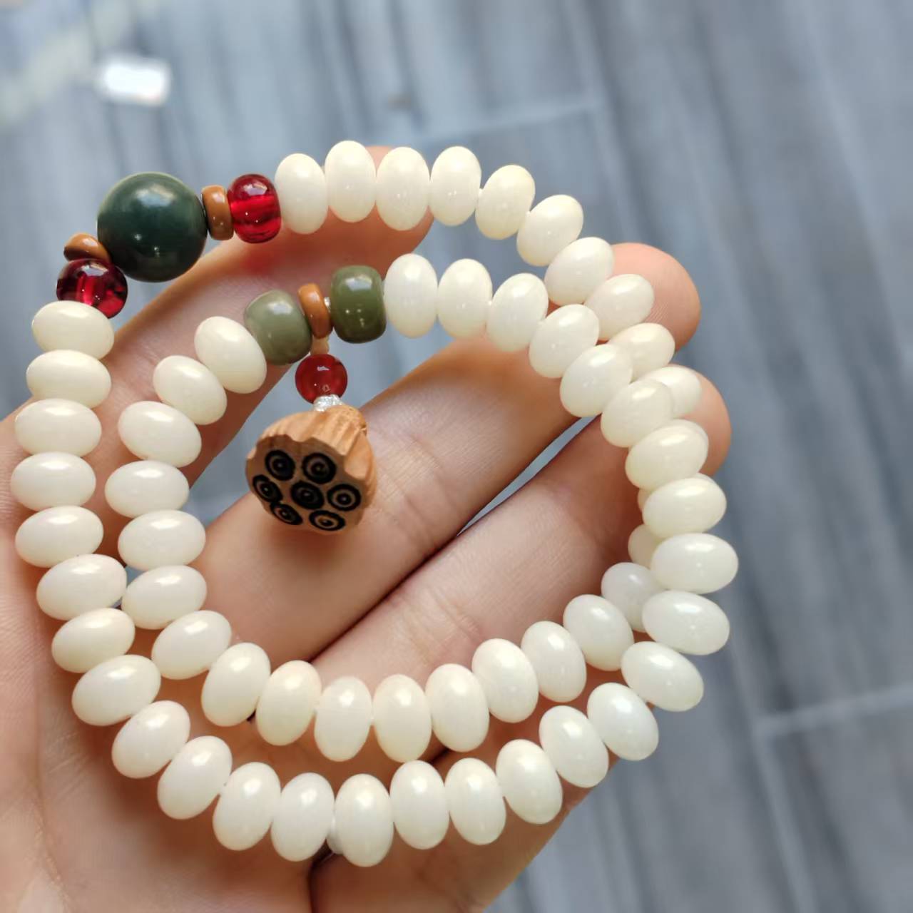 白菩提算盘珠手串卡6x9 190（无礼盒）