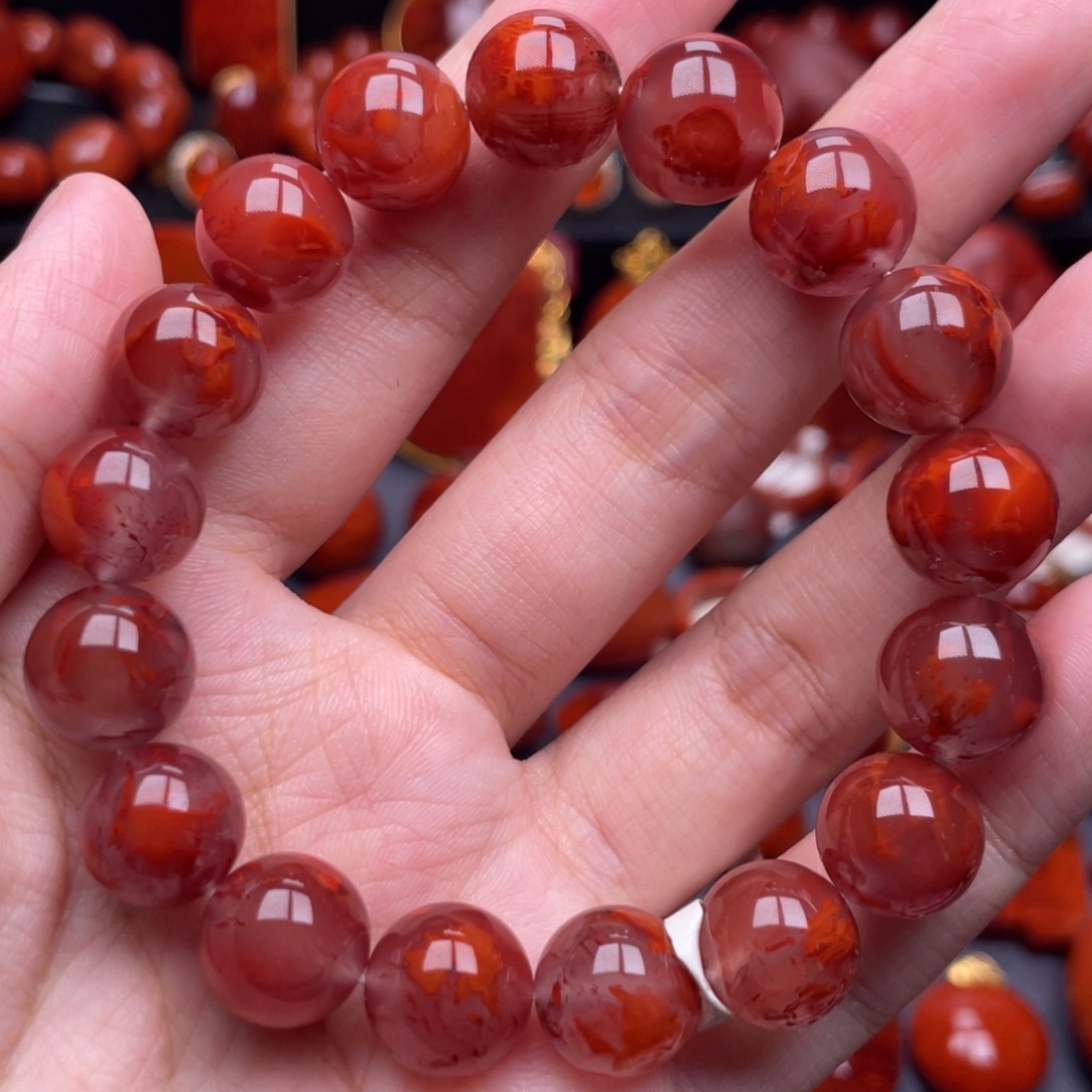 南红玛瑙未镶嵌珠宝奇石单圈12.5mm