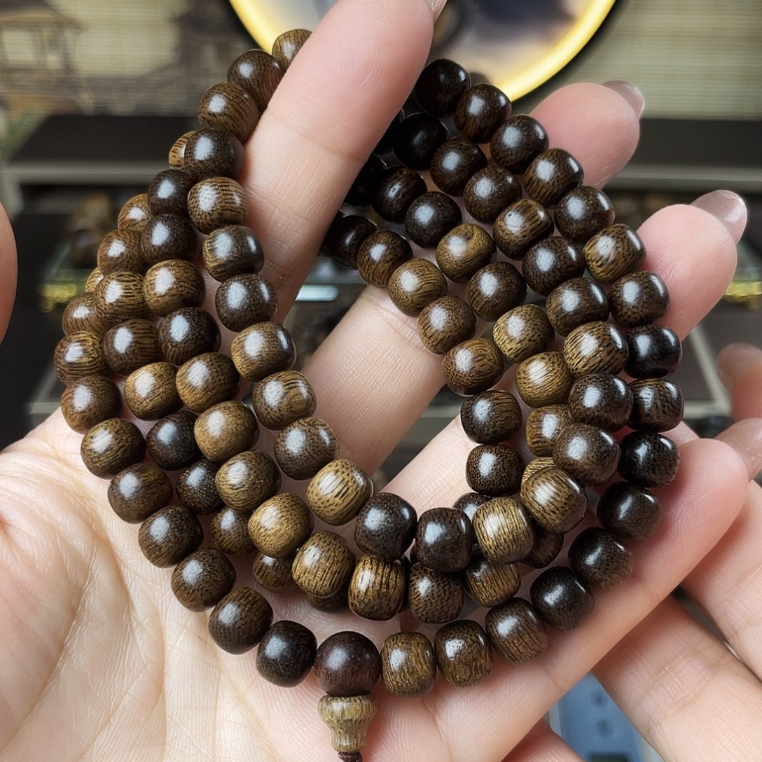 手串沉香越南富生红土老料瘤疤7×8