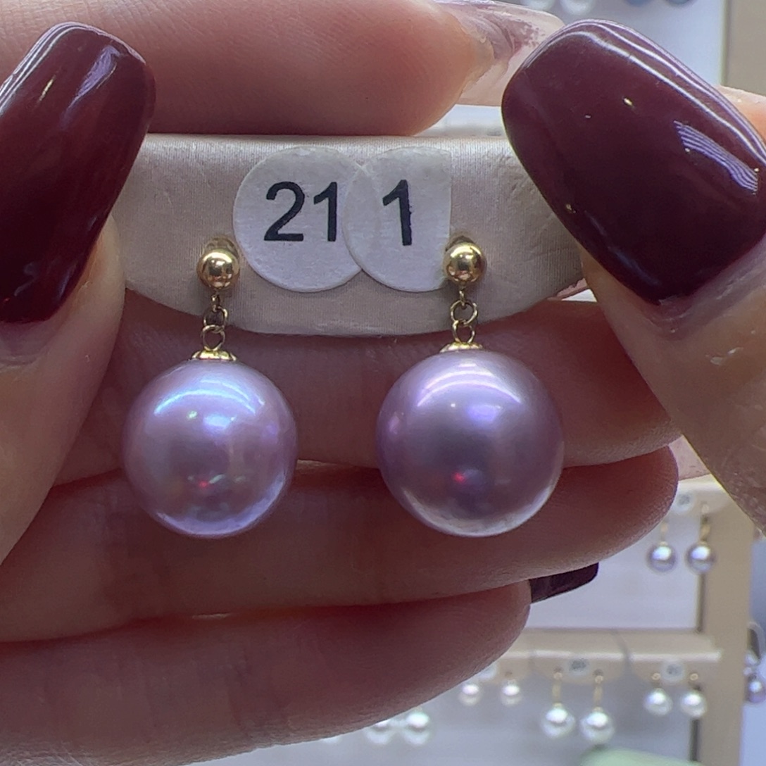 淡水珍珠耳饰18K金镶嵌