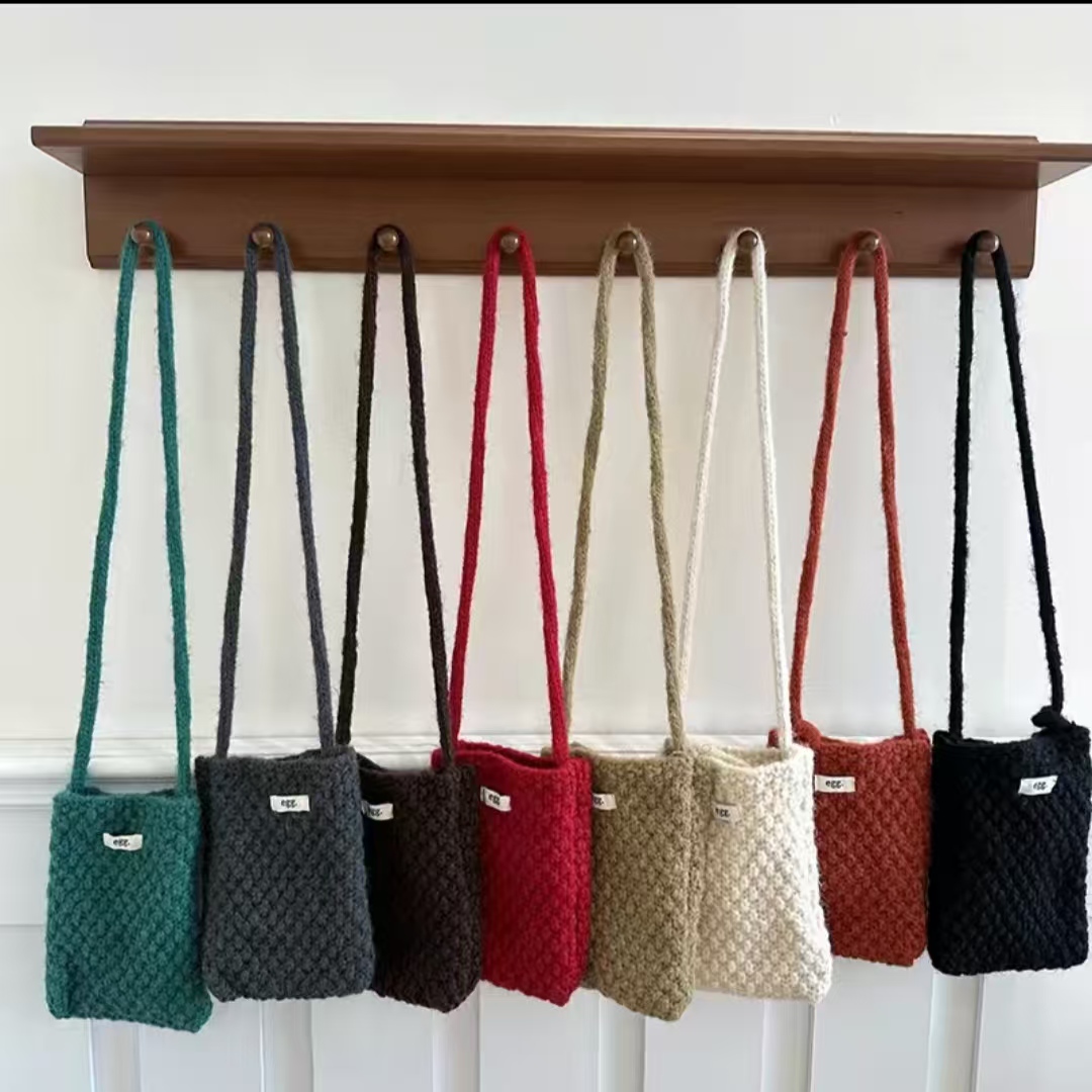 颜色图案不挑手机包敞口图案编织条纹斜跨简约百搭复古