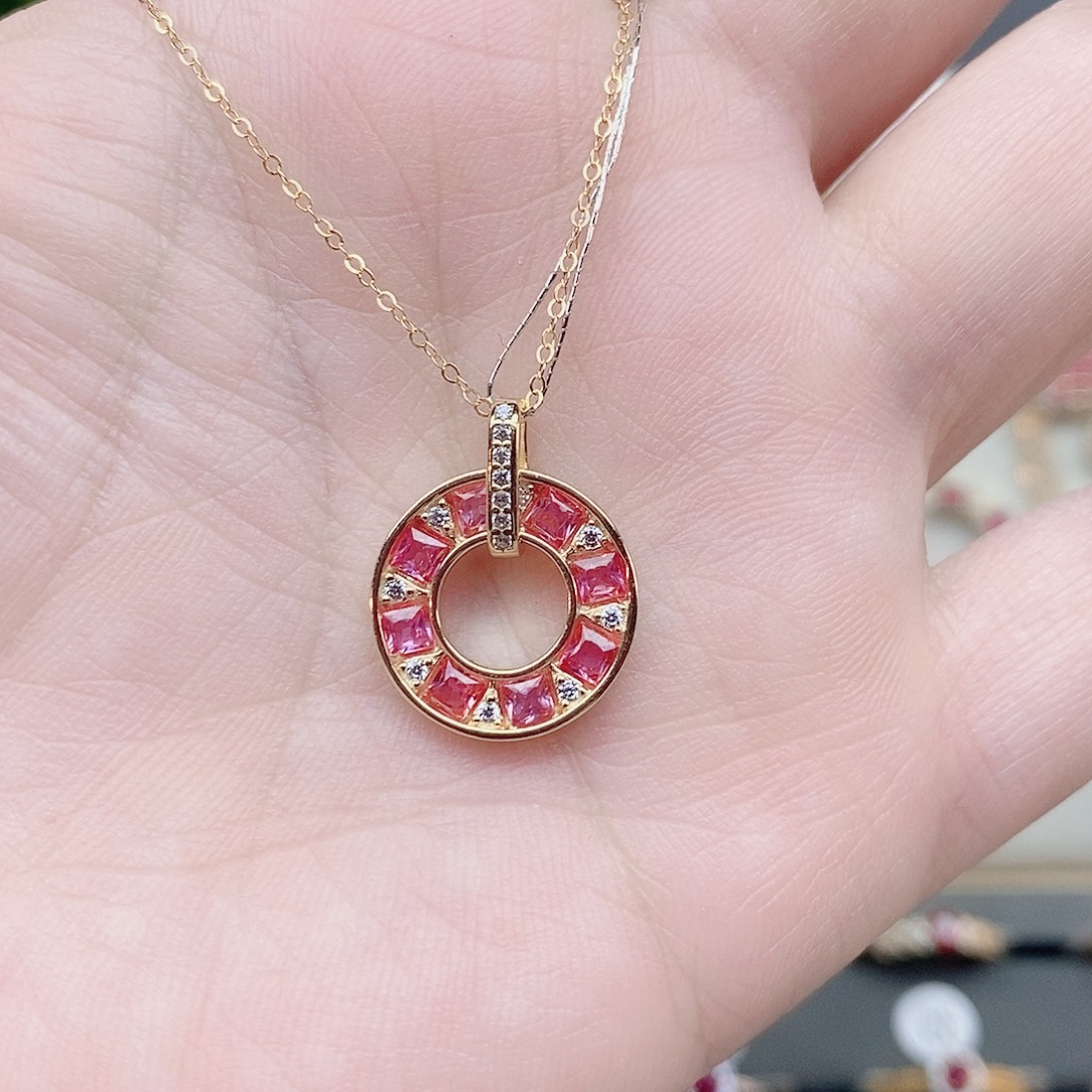 吊坠(赠链)彩色蓝宝石银S925镶嵌