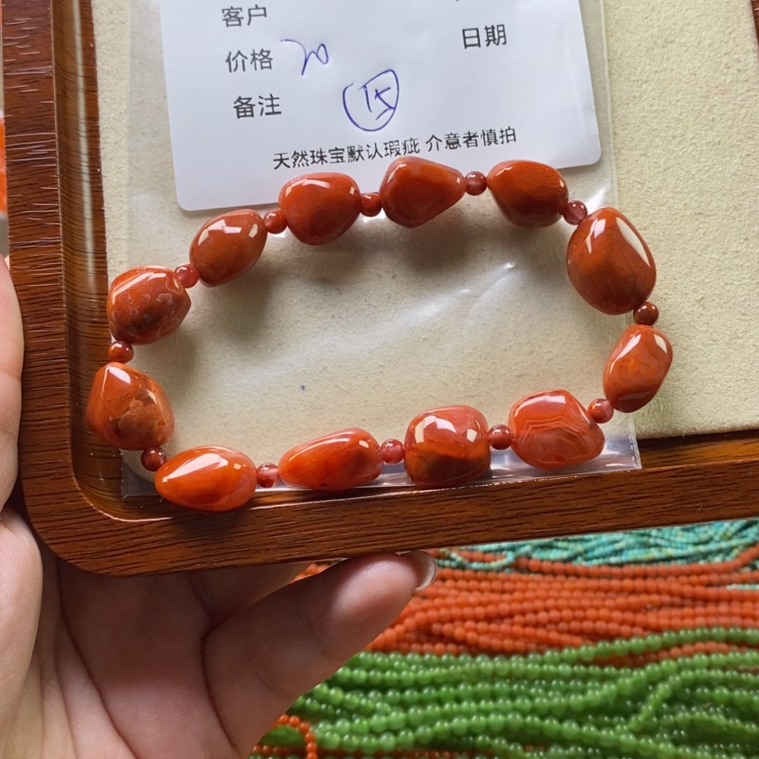 南红玛瑙未镶嵌手链微瑕