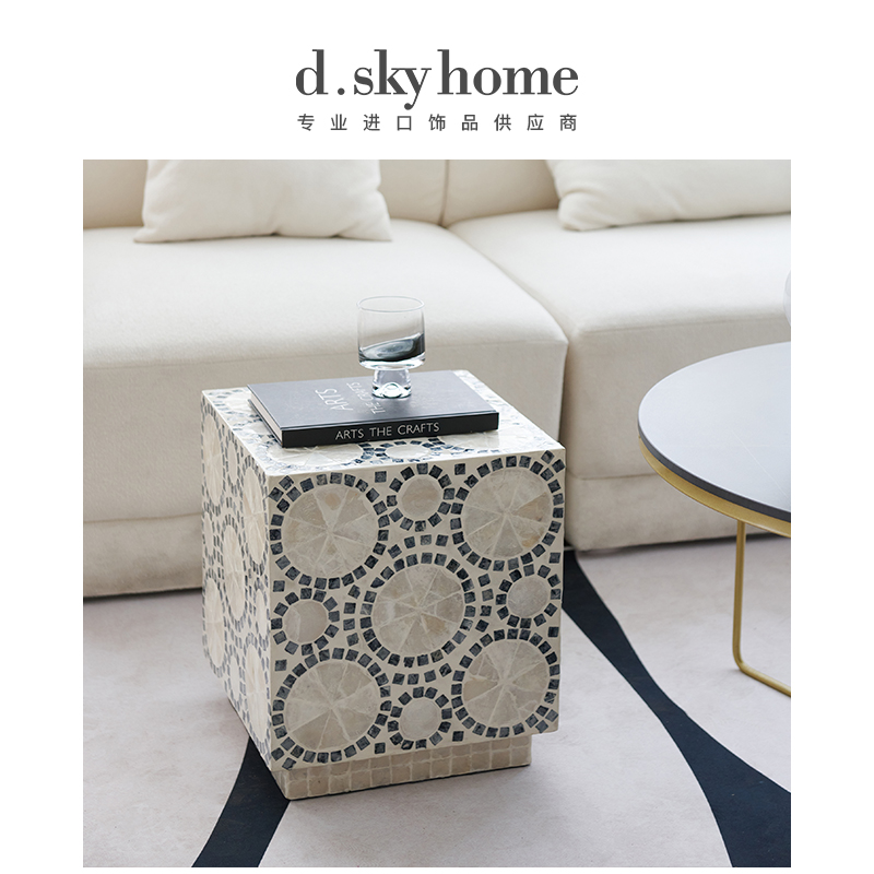 迪斯凯越南进口方形幻彩贝壳小边几