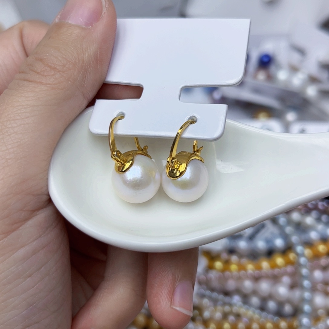 淡水珍珠耳饰银S925镶嵌