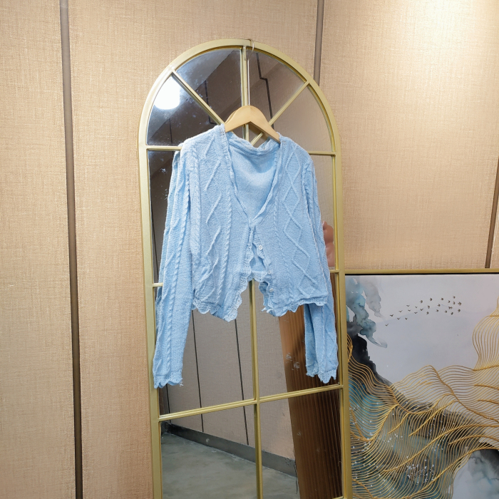 AF462孕妇蓝色针织开衫90-110