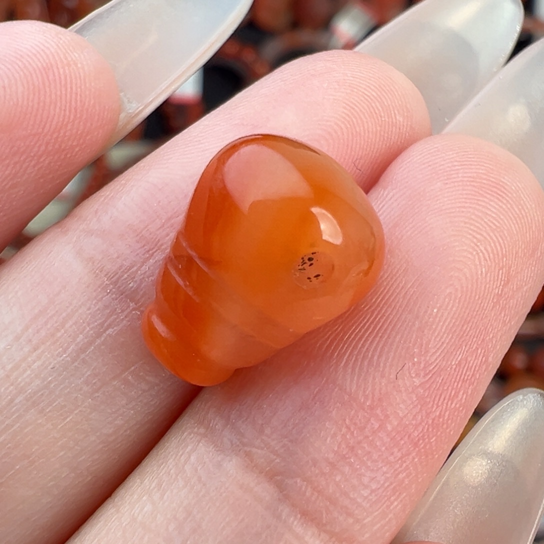 南红玛瑙未镶嵌颈饰冰橘三通