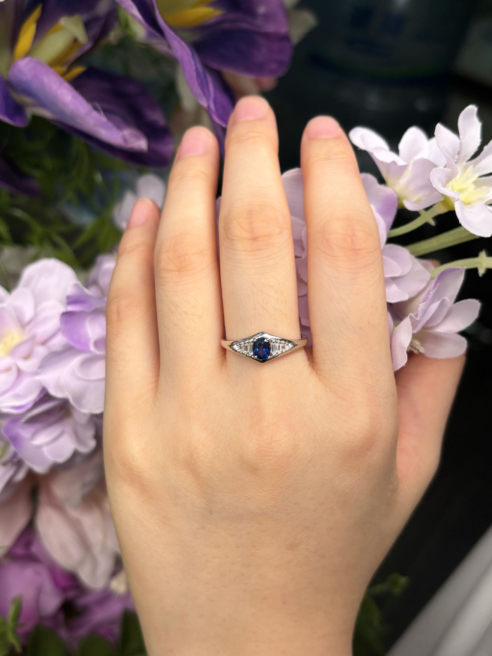 H TC03-2135 S 925银蓝宝石戒指-主石:0.4ct±