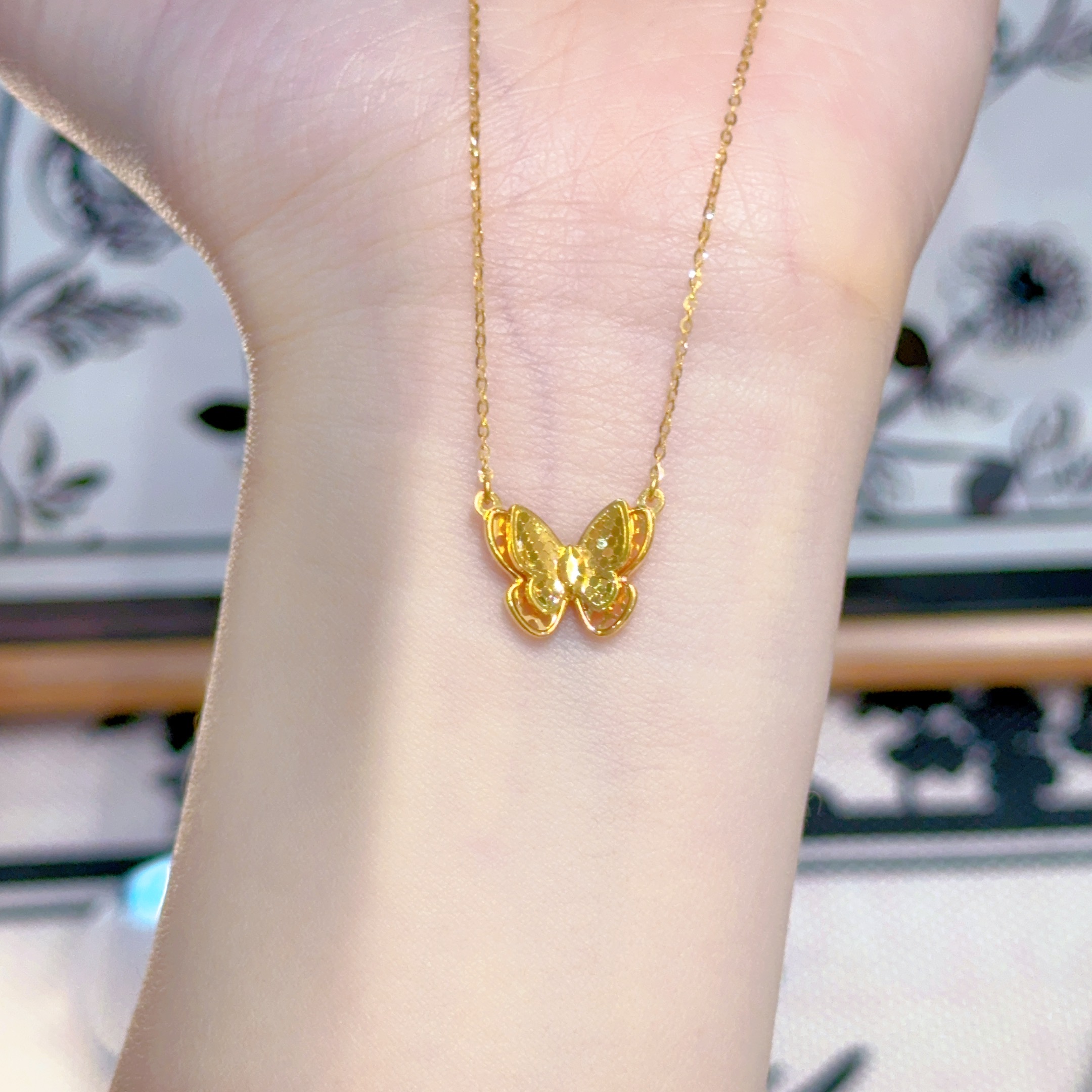 【诗诗精选】足金999 5G精品蝴蝶套链M扣