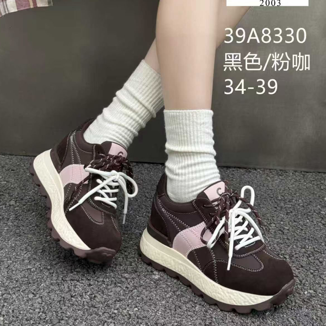 39A8330秋冬加绒厚底时尚百搭休闲德训鞋女款增高阿甘鞋潮流