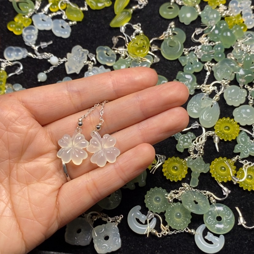 【闪购商品】蛇纹石玉未镶嵌挂件耳饰耳环项链