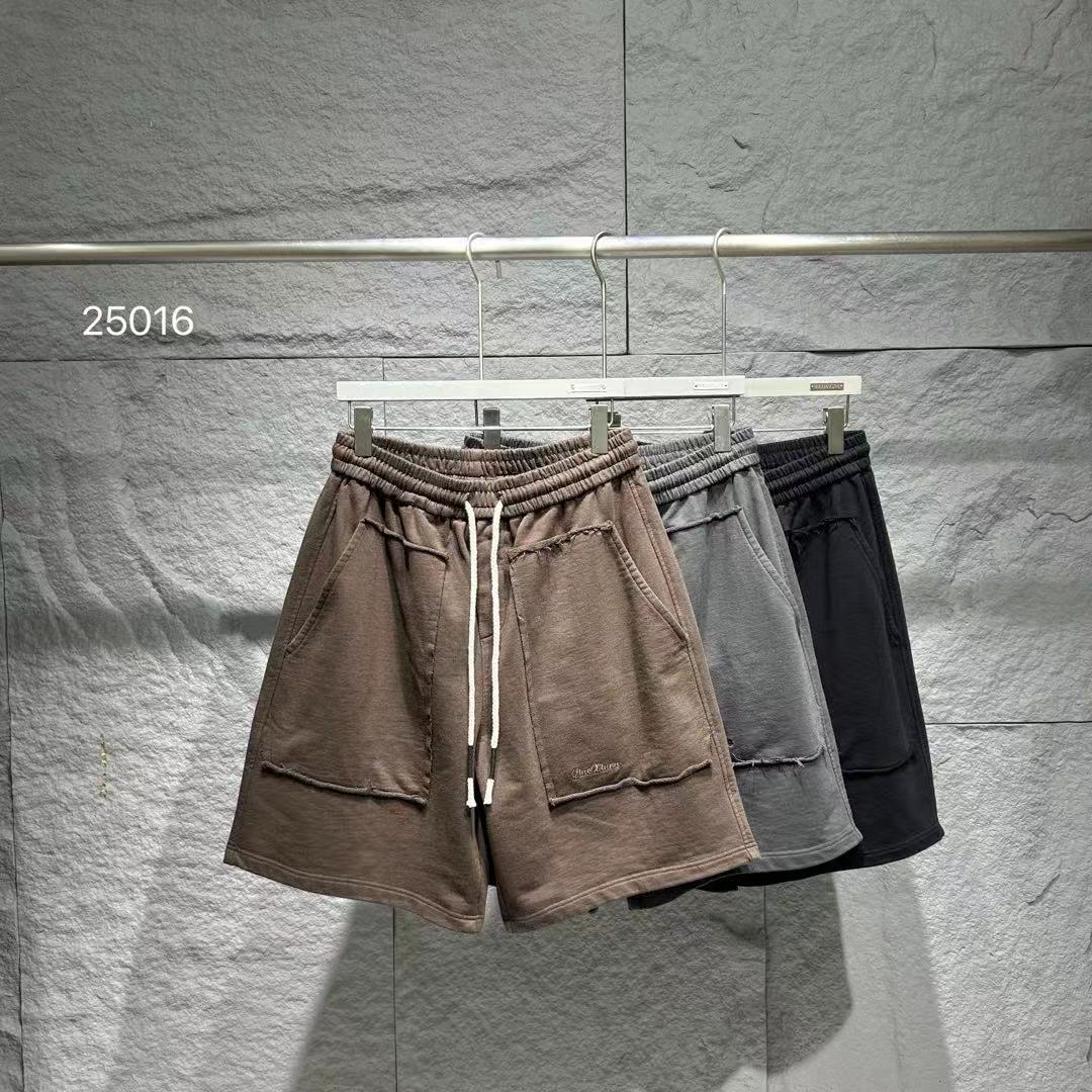 【25016】夏季百搭重磅拼接高品质情侣款宽松毛圈棉男短裤休闲裤*KY