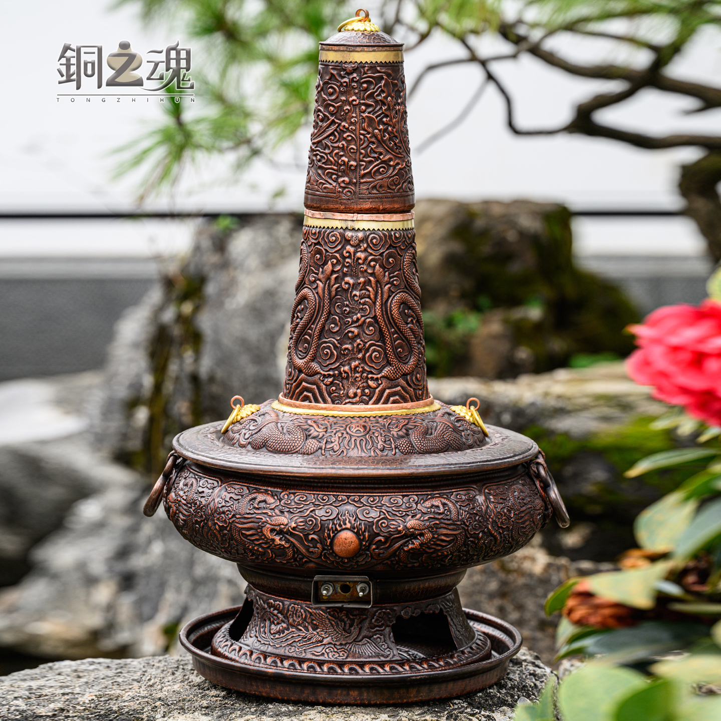 电炭碳两用纯紫铜复古手工加厚家用木炭火锅炉老北京炊锅商用暖锅