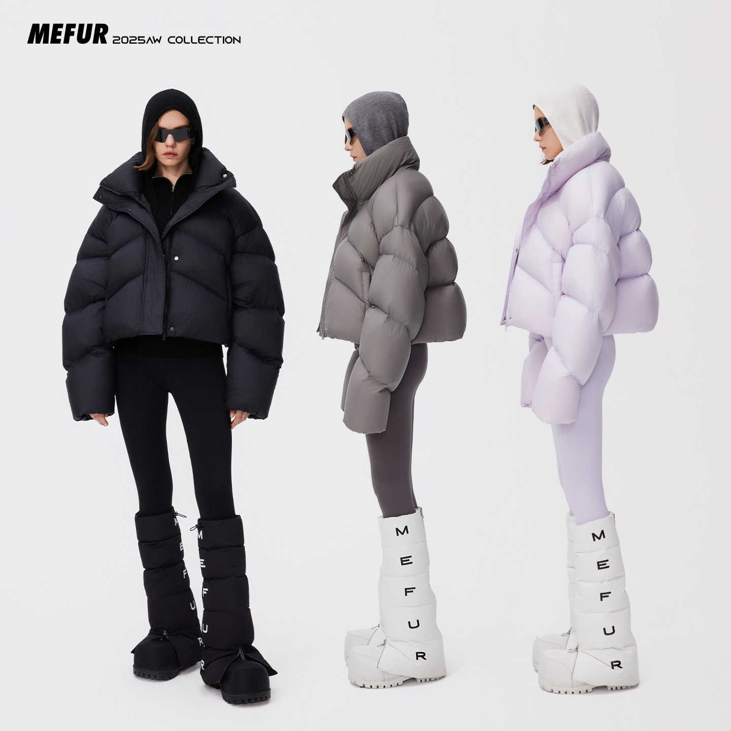 MEFUR 【云朵零压】冬季女款95白鹅绒短款保暖立领羽绒服