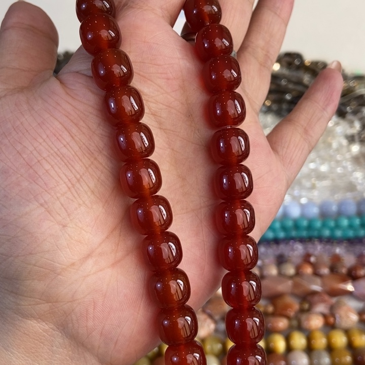 玛瑙/玉髓未镶嵌手链红玛瑙卡10长条墩墩