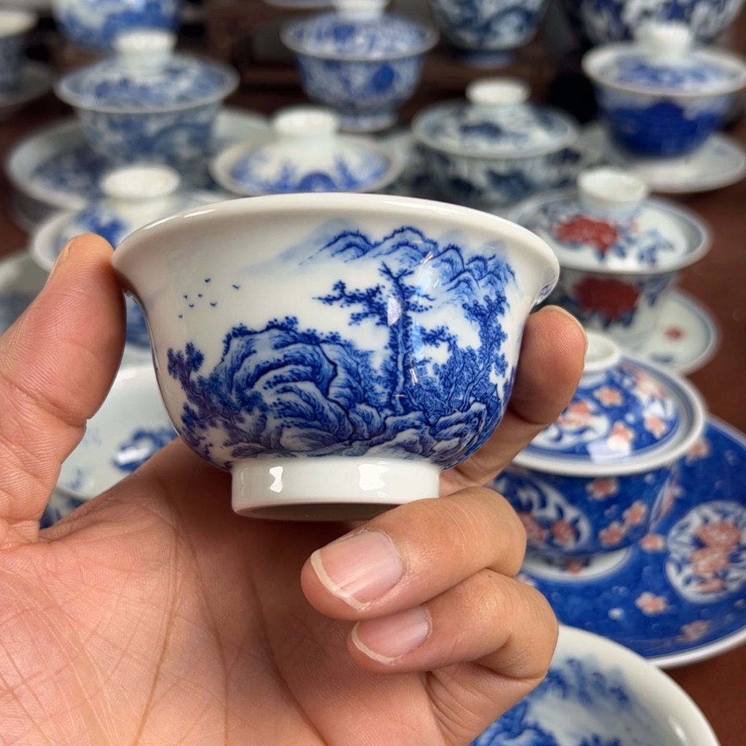 双***L陶瓷茶具山水压手