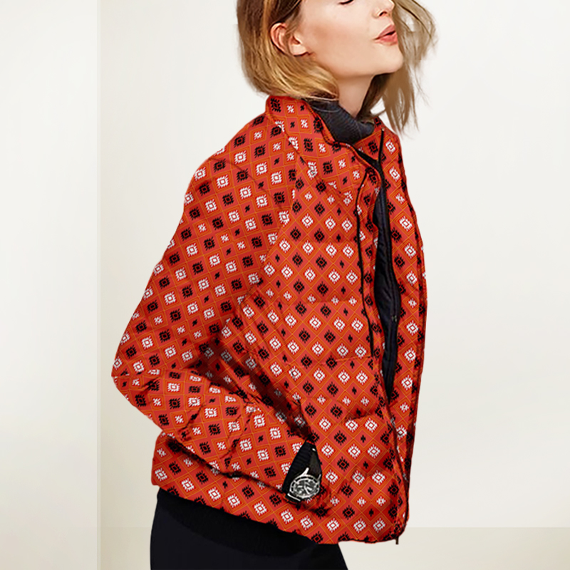 时尚小个子法式羽绒服女短款2025年冬季新款长袖立领印花保暖外套