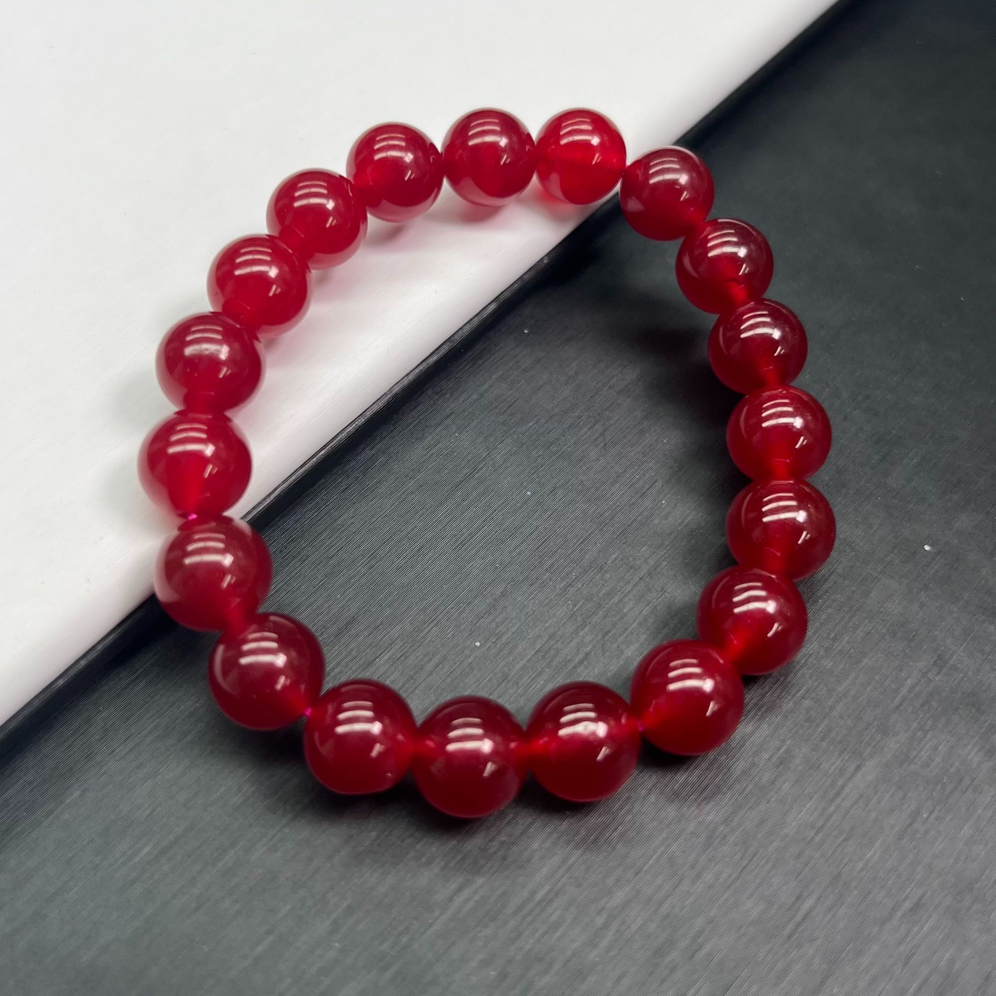 A288【精品】红卡单圈10mm手串百搭