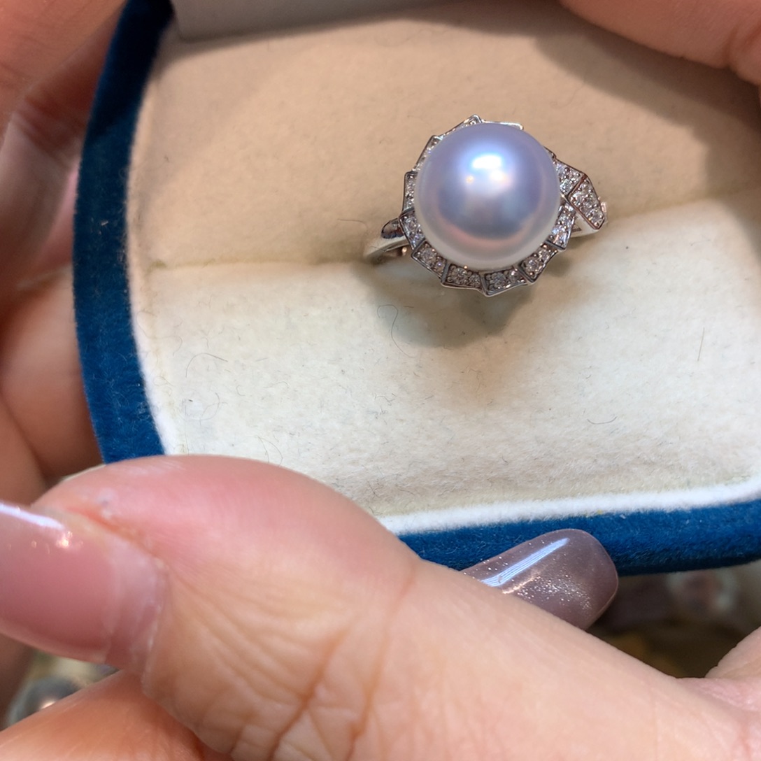 海水珍珠戒指银S925镶嵌