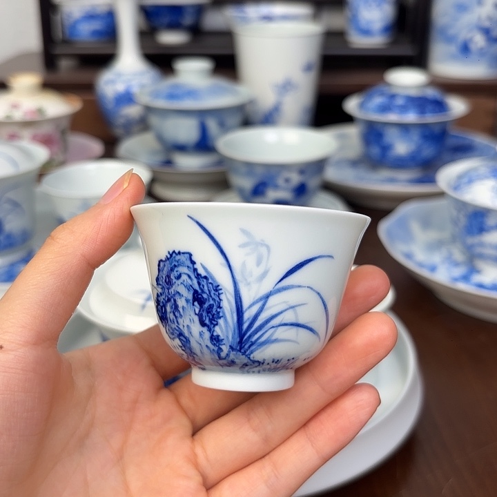 杯子手工手绘兰花杯子