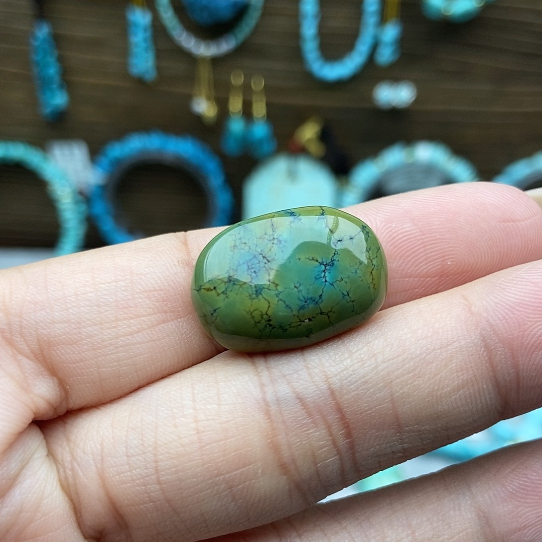 绿松石未镶嵌瓷釉级糖豆