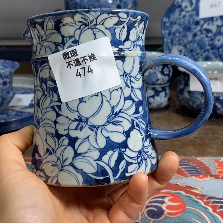 青花瓷景德镇手绘百合花微瑕公道