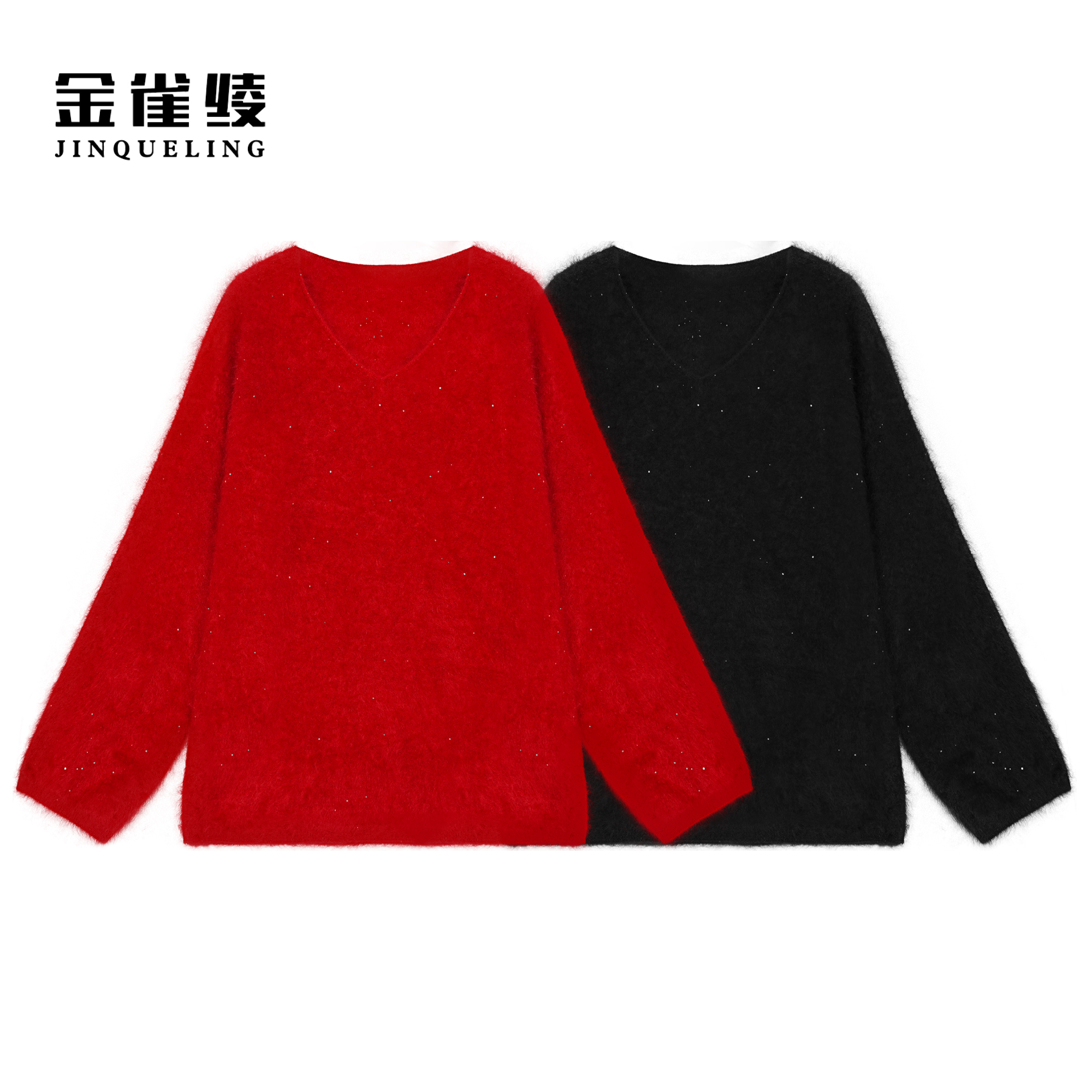 金雀绫【夜宴红唇】100山羊绒拉毛工艺加宽加大羊绒衫SZAK4SZJ228