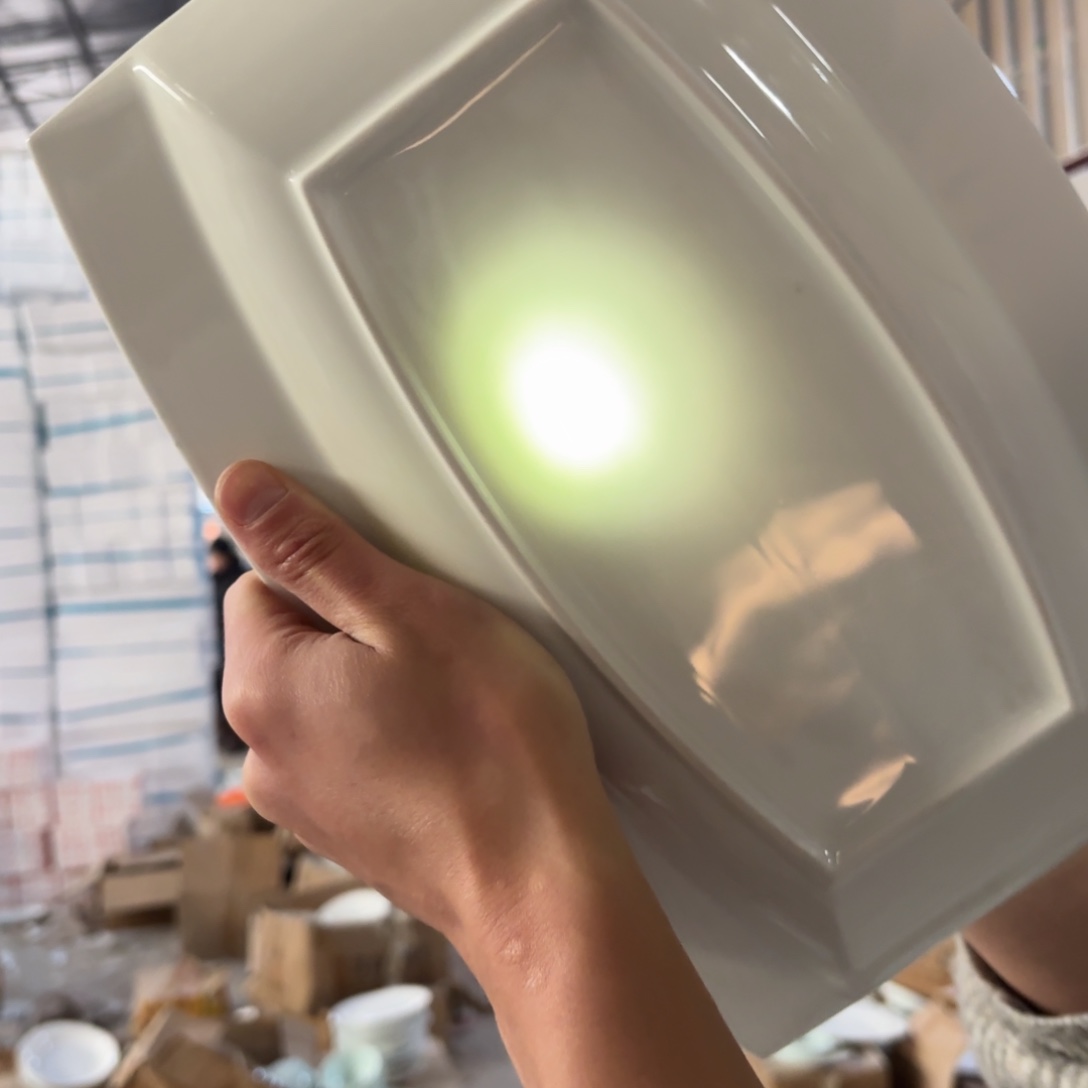 陶瓷12英寸高白泥长方形鱼盘2只微瑕