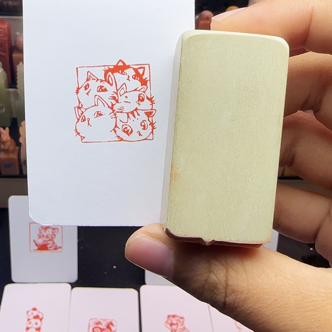 2***2寿山石印石2.5五只猫 手工篆刻