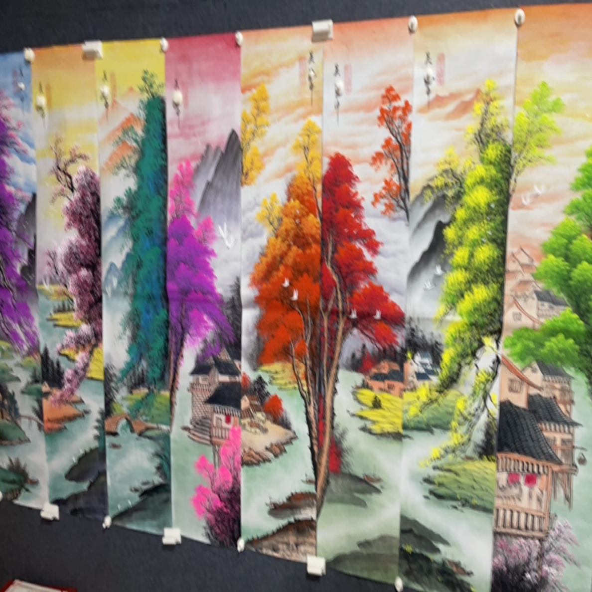 玖玖画院。 精品条屏山水