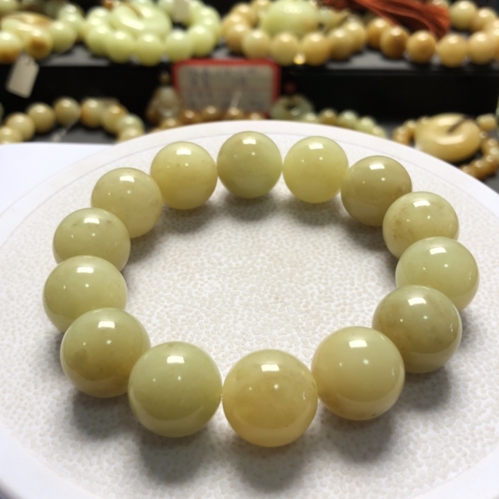 和田玉手串未镶嵌卡16