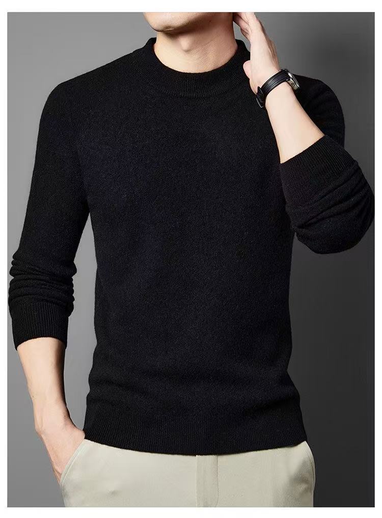 秋冬常规款厚款纯色男士宽松型针织百搭时尚上装保暖内搭上衣