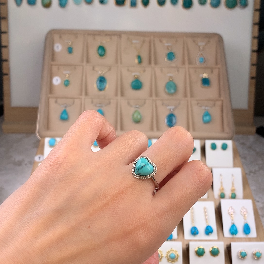 绿松石银S925镶嵌戒指